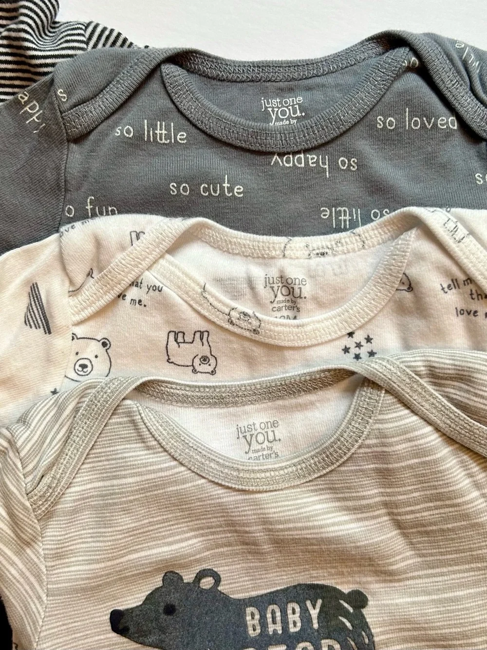 Carters 7 Piece 12M Neutral Coordinating Clothing Bundle Baby Bear Animal Theme